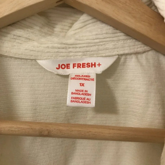 3/$25 ❥ NWOT Joe Fresh Cream White Cream Corduroy Shirt Jacket Shacket Plus 1X - Picture 7 of 8
